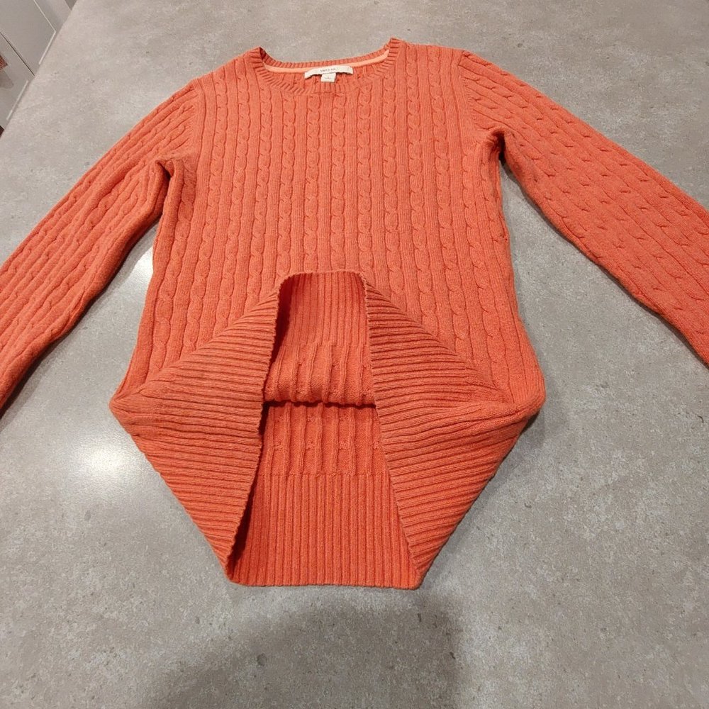 MERONA Women's Orange Cable Knit Crew Neck Long Sleeves Sweater -  Size SML